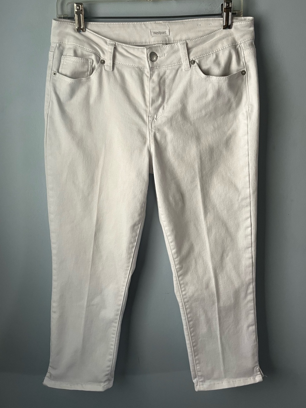 Westport White Denim Capris Mid-Rise Cotton Blend Stretch Jeans Size 6